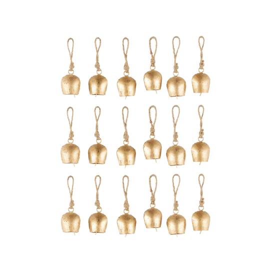 Gold Tibetan Inspired Metal Decorative Bells with Jute Rope & Canvas Tote Set